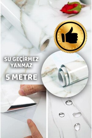 MNZ-المربر ملصق ورق أبيض معطوف 5 أمتار المكتب المكتب المطبخ ورق المطبخ - Prestij Folyo