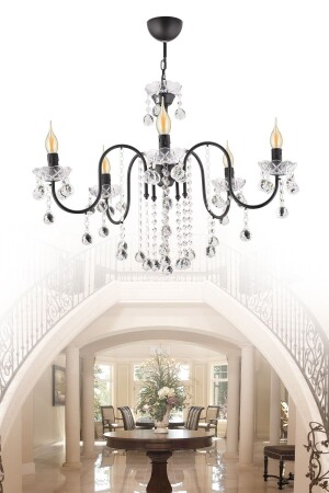 شجرة النخيل من نوع MNZ 5 قطع حجر بلورات أسود صعودية ذات وجهة للفخامة الشنابل SNSZ81110254 - SONSUZ AYDINLATMA&AVİZE