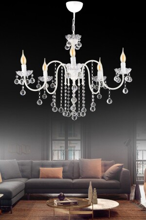 شجرة النخيل من نوع MNZ 5 قطع حجر بلورات بيضاء صعودية للفخامة الشنابل SNSZ81110257 - SONSUZ AYDINLATMA&AVİZE