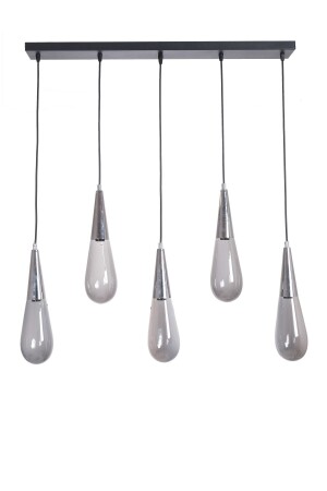 MNZ-فينا طاولة تناول الطعام تصميم حديث - غرفة المعيشة - مطبخ صفوف كروم لون الزجاج المدخن 5 قطع شمعة VYN26 - Fer Avize