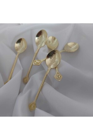 MNZ-جملة ملعقة قهوة معدنية صفراء 50 حبوب زرقاء صفراء زرقاء زرقاء معدنية صفراء مزينة ملعقة مزينة AKERSOZNISAN - Aker Hediyelik