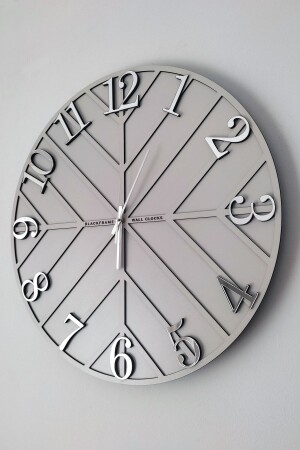 MNZ-- خطوط خطية - ضوء الرمادي والفضة - 50 سم ساعة الجدار - Blackframe