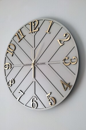 MNZ-- خطوط متقاطعة - ضوء الرمادي والذهب - 50 سم ساعة الجدار - Blackframe