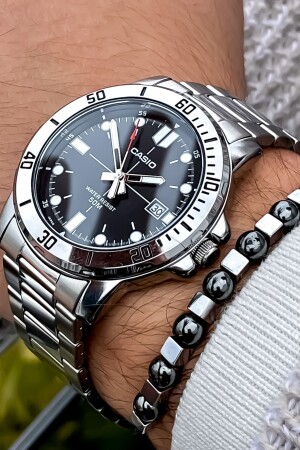 MNZ-أصل حبل الفولاذ الفضي لون 50 متر مضاد للماء الرجال ساعة معصم FAVORİCS0015 - Casio