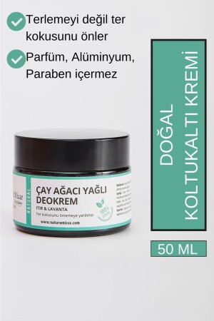 كريم تحت الذراع الطبيعي من نوع MNZ 50 مل (زيت شجرة الشاي) ديكروم حل طبيعي للتعرق كريم عطر ديزودرانت - Naturamisse