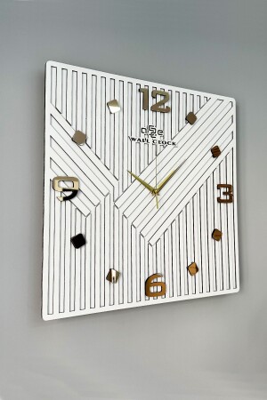 MNZ- مربع نمط طويل مرآة مربع مشبك 50x50 الآلية الصامتة ساعة الجدار KU50x50 - aSSe Tasarım