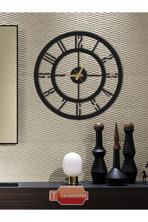 ساعة جدار أسود من معدني MNZ 50x50 سم - Tasagram