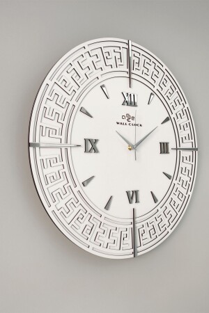 ساعة جدارية مُرآة من الأبيض والفضة المُزخرفة الخاصة من MNZ 50x50cm عمق 50x50 - aSSe Tasarım