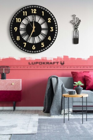 ساعة جدار مرآة مزينة من نوع MNZ 50x50cm + لوحة الحوض ST108AVAZO3 - LUPOKRAFT