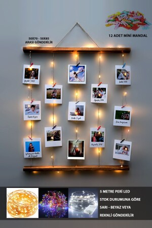 مُضيء من MNZ معلقة الصور مع حبل ومصقق - جدار ذكرى مدفوع - إطار صورة خشبية 50x75 - Genel Markalar