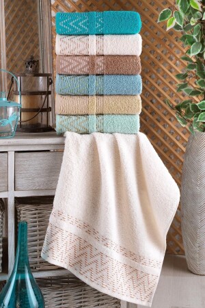 موجة MNZ 50x90 Cm حزمة من 6 مناشفة ضد البكتيريا للمياه ووجهها القطن - Binnur Home