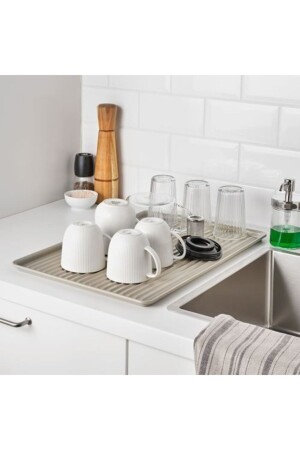 مرفق الأطباق المعدنية من المكتب من MNZ لون بيج ، حجم 52x35 سم ميريديندوكان ملفخة الصلب البيج مرفق الأطباق - IKEA