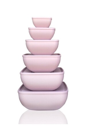 كأس MNZ مربع مع غطاء مجموعة من 6 مسحوق وردي 0292 - Üçsan Plastik