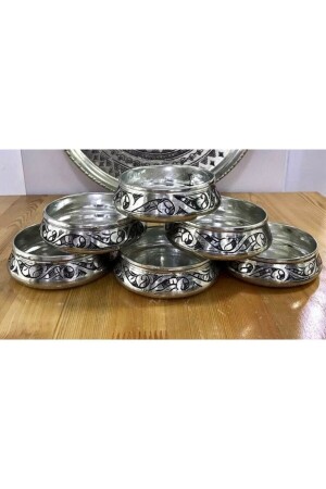 كأس خفيفة مزخرفة من طراز MNZ 6 قطع - 11 سم CRZLKBKR - BAKIR