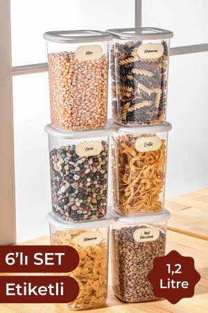 حاوية تخزين الطعام مربعة مع علامة MNZ مجموعة من 6 متوسط الحجم 1.2 لتر أبيض VNVFOLY6L12L - Vienev