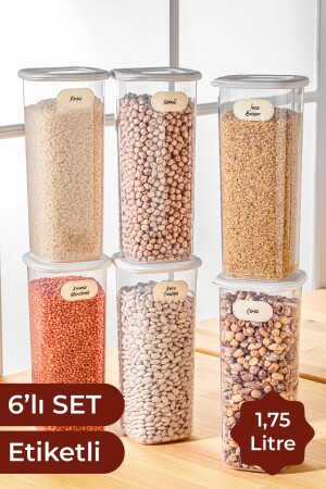 حاوية تخزين الطعام مربعة مع علامة MNZ مجموعة 6 حجم كبير 1.75 لتر أبيض VNVFOLY6LI175L - Vienev