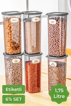 حاوية تخزين الطعام مربعة مع علامة MNZ مجموعة من 6 حجم كبير 1.75 لتر انتراكيت VNVFOLY6LI175L - Vienev