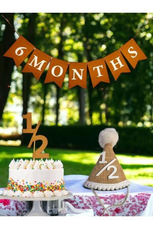 MNZ-نصف العمر 6 أشهر 3 قطعة Kraft Swallow Flag Set كعكة كعك القبعة الصص - Partifabrik