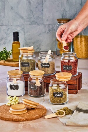 مجموعة من العطور من نوع MNZ مع 6 ملعقة وعاء زجاجي حاوية تخزين (300 مل عطور عطورة عطور) FBZ-300-6K - FBZhome