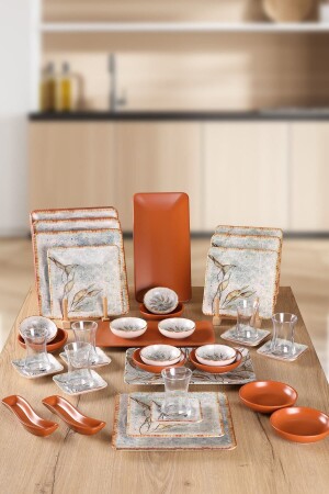 MNZ-الخريف أوراق الميت الملونة الإفطار مربع مجموعة 6 أشخاص 41 قطعة بوكيتين-إيفي-108 - Keramika