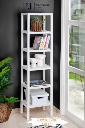 مرفق MNZ 6 طوابق وحدات المنظمة الرف أبيض ، رف الكتب ، حمام ، رف المطبخ . رف الأحذية ، المنظمة 6OMBGBYZ - LIUWA