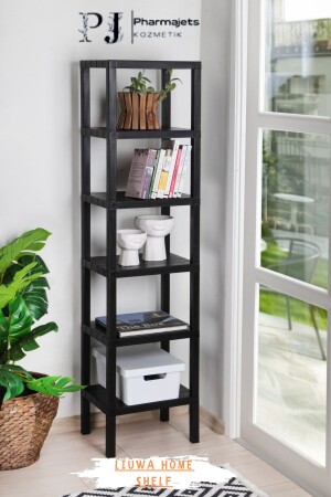 مرفق MNZ 6 مستويات منظمة وحدة رف سوداء، رف الكتب، حمام، رف المطبخ. رف الأحذية، منظمة 6OMBGBYZ - LIUWA