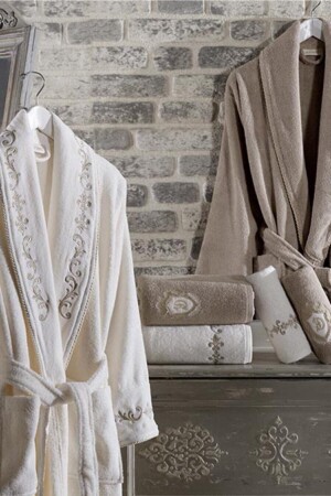 ملابس حمام من القطن من الخشية من MNZ مجموعة 6 قطع سلطان كريم - بيج 8681663007364 - Dantela