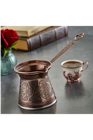 علبة قهوة من الحديد النقي مقياس MNZ حجم كبير لـ 6 أشخاص - متوافقة مع الموقد المغناطيسي - Ayvalı Metal