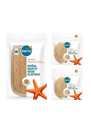 قفازات حمام طبيعية من MNZ و 6 أقراص شقوق BLMY5930NTRL - Balmy