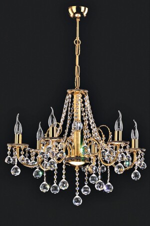 MNZ-باناما 6 الذراع كريستال الحجر الذهبية شمعة BS. 0720-58-06 - Avize çarşısı