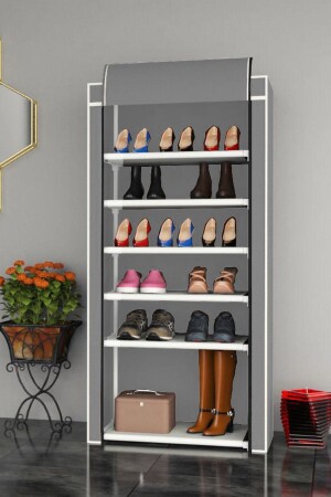 MNZ-متعدد الأغراض مناسبة للاستخدام الواسع 6 طبقات من الملابس الحذاء التخزين المخبأ الرمادي - Cimrikese