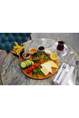 MNZ-- طبق الخشب للافطار مع صوص القوارب 6 قطع DVK 21009 - Davi Ahşap