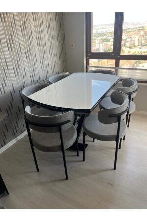 طاولة مطعم MNZ طاولة مطبخ لـ 6 أشخاص (طاولة قابل للتوسع) طاولة كرسي طاولة كرسي مجموعة - Elen Home