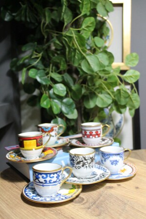 كوب قهوة تركية مختلطة من MNZ لـ 6 أشخاص - EMİRA HOME