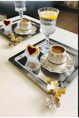 MNZ-الصدأ المقاوم للصدأ مربع 6 قطع الخدمة والعرض الصندوق مع لوازمة الفراشة FTH600100 - Mineli-Aşk