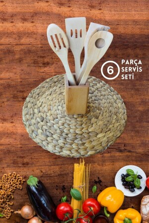 MNZ-طبيعي الخشب الصلبة البيك الخشب الملعقة الخشبية المكملة الخدمة مجموعة صندوق 6 قطع HNPLS48 - Genel Markalar