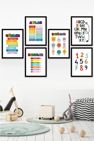 غرفة الأطفال (MNZ) طلاء 6 قطع طلاء الحائط التعليمي الألوان الأرقام الأرقام الأوراق الأيام وما إلى ذلك نماذج الطاولة - Lankas