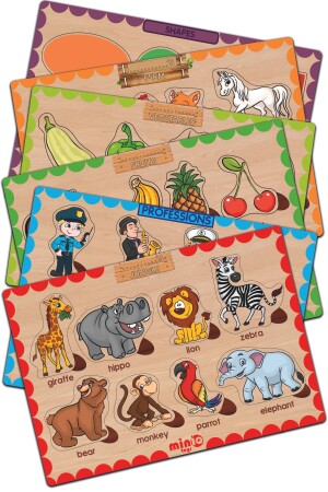 MNZ الخشبية الإنجليزية مجموعة كبيرة من 6 لغز التعليم - Miniq Toys