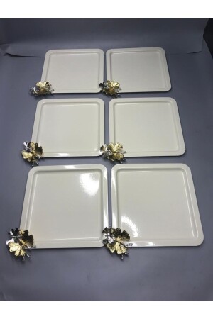 MNZ-الصدأ المقاوم للصدأ مربع 6-قطع كريم القهوة، الشاي، العرض الديكورية خدمة الصندوق مع لوازم التفريج الفاخرة - Mira züccaciye