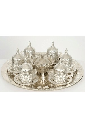 MNZ- الفضة النحاس العثماني النمط صندوقا+تركي فاخرة كوب مجموعة ل 6 أشخاص mm73112 - Marateks