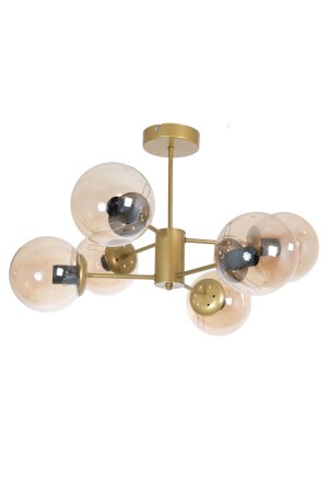 التصميم الفاخر الحديث MNZ-المرونة القديمة القضية زجاج العسل غرفة المعيشة - المطبخ - غرفة النوم 6-قطع الشنابل OSC6225 - Fer Avize