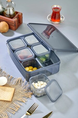 مجموعة الفطور الفراغية المخططة من MNZ مع 6 صناديق مربعة ومقاعد مقسمة ÖZ-KT-001 - özmen home