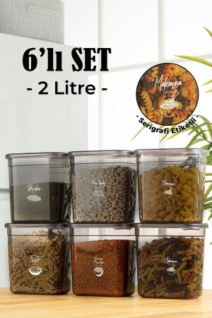 مجموعة MNZ من 6 مقياس ماكسية Peggy Tall Rectangular Storage Container مع علامة طباعة الشاشة البيضاء 2 لتر انتراكيت VNVBNM6LI2 - Vienev