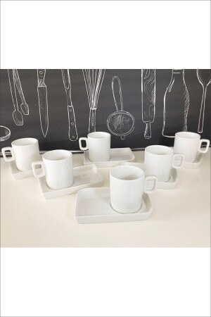 MNZ-مقدمة كوب قهوة من البورتسلان مجموعة لـ 6 أشخاص PNK7072ASY - Pinkev