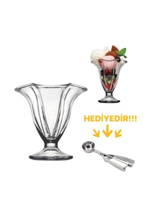 كريم ثلج من طراز MNZ و كأس حلوى مع 6 ملعقة من الجليد هدية TYC00102717100 - Paşabahçe