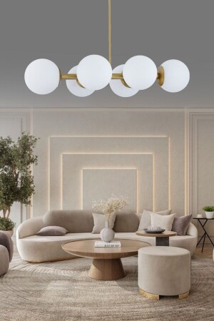 MNZ-الفخامة التصميم الحديثة القديم 6 قطع White Globe Glass Chandelier - Şl Şef Light