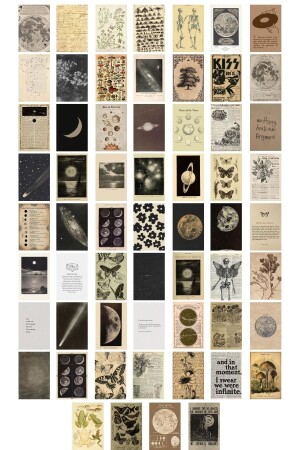 مجموعة ملصقات ريترو من نوع MNZ - مجموعة كولاجة - تزيين الغرف والجدران - ملصقات الجدران - ملصقة - 60 قطعة kolaj189vinta - postifull