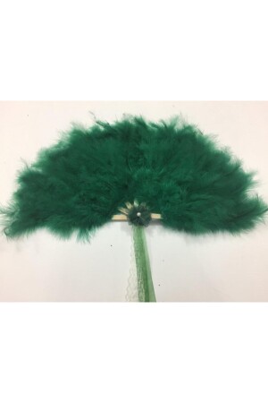 مروحة العروس من الخشب من MNZ مع ريشات خضراء 60*30 - Köksal