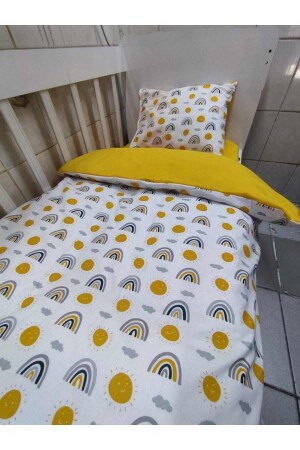 مجموعة ملابس الأطفال من القطن من القطن من طراز MNZ 60x120 قوس قزح صفراء مغلفة لعبادة BÖ0018NT - Bebek Özel