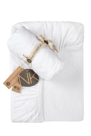 MNZ- العضوية القطن المشمش الأبيض المرن للأطفال السرير - 60x120 سم - Nuriye Kocakaplan